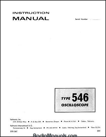 Tektronix 546 Instruction Manual - Click Image to Close